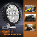 Nilight 5.7 Inch 50W 6500LM Round Spot Flood LED Work Lights (Pair) | 16AWG DT Wire, view 6