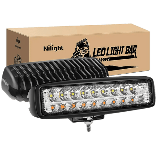 Nilight 6 Inch 54W 4800LM Amber White Flood Led Work Lights (Pair)