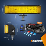 Nilight 6.5 Inch 60W Amber Side Shooter Quadruple Row Spot Flood LED Light Bars (Pair) | 16AWG 5Pin Rocker Switch Wiring Harness Kit, view 2