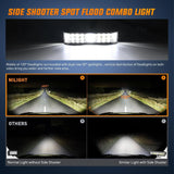 Nilight 6.5 Inch 60W Side Shooter Quadruple Row Spot Flood LED Light Bars (Pair) | 16AWG 5Pin Rocker Switch Wiring Harness Kit, view 6