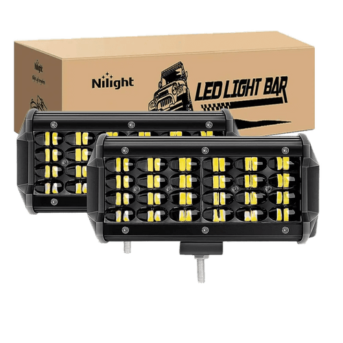 Nilight 6.5 Inch 72W 7200LM Quad Row Spot Led Light Bars (Pair)