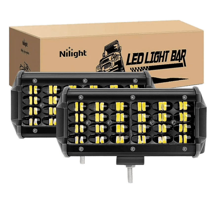 Nilight 6.5 Inch 72W 7200LM Quad Row Spot Led Light Bars (Pair)