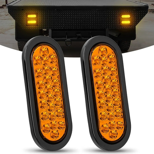 Nilight 6 Inch Oval Amber 24Leds Trailer Tail Lights (Pair)