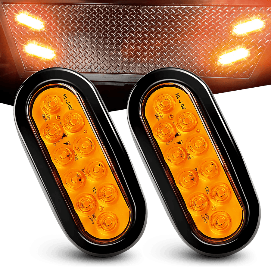 Nilight 6 Inch Oval Amber LED Trailer Tail Lights (Pair)
