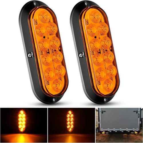 Nilight 6 Inch Oval Amber Upgrade LED Trailer Tail Lights (Pair)