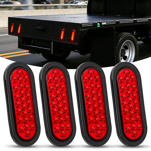 Nilight 6 Inch Oval Red 24Leds Trailer Tail Lights 4Pcs
