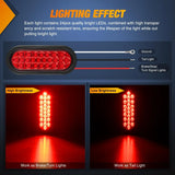 Nilight 6 Inch Oval Red 24Leds Trailer Tail Lights 4Pcs, view 3