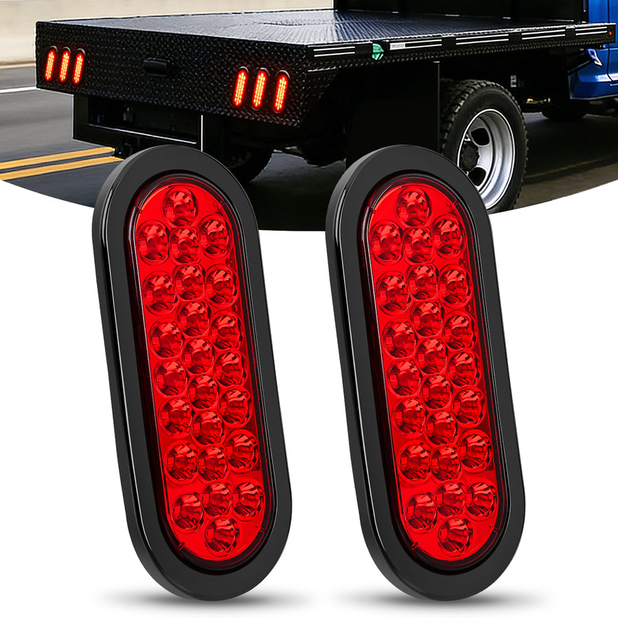 Nilight 6 Inch Oval Red 24Leds Trailer Tail Lights (Pair)