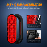 Nilight 6 Inch Oval Red LED Trailer Tail Lights W/ Flush Mount Grommets Wire Harness (Pair), view 4