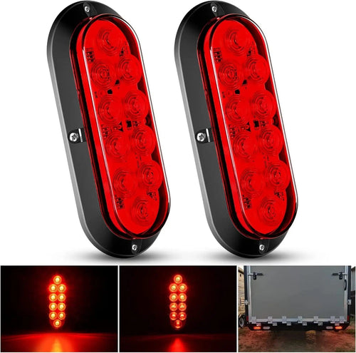 Nilight 6 Inch Oval Red Upgrade LED Trailer Tail Lights (Pair)