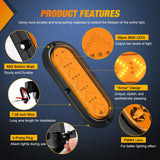Nilight 6Inch Oval Tail Light 2PCS 35LED Arrow Amber Running Turn Signals Lights Surface Mount Waterproof for 12V Caravan Truck RV Camper Trailer Bus, view 4