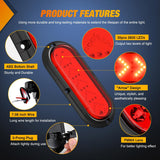 Nilight 6Inch Oval Tail Light 2PCS 35LED Arrow Red Running Stop Brake Lights Surface Mount Waterproof for 12V Caravan Truck RV Camper Trailer Bus, view 4