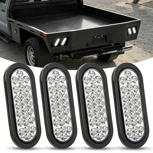 Nilight 6 Inch Oval White 24Leds Trailer Tail Lights 4Pcs