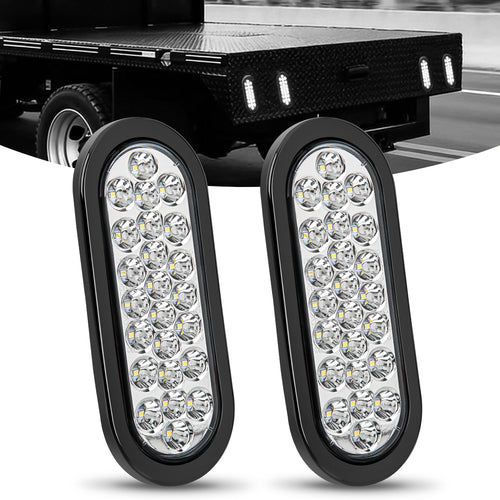 Nilight 6 Inch Oval White 24Leds Trailer Tail Lights (Pair)