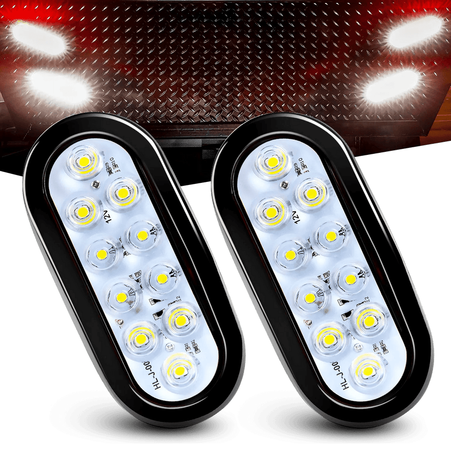 Nilight 6 Inch Oval White LED Trailer Tail Lights (Pair)