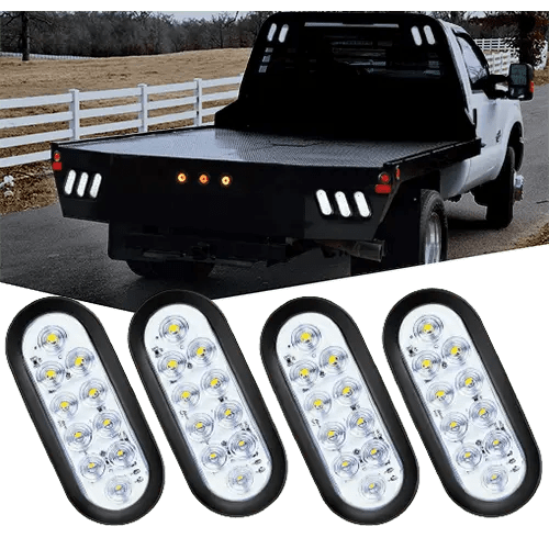 Nilight 6 Inch Oval White LED Trailer Tail Lights (2 Pairs)