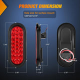 Nilight 6 Inch Oval White Red 24Leds Trailer Tail Lights 4Pcs, view 2