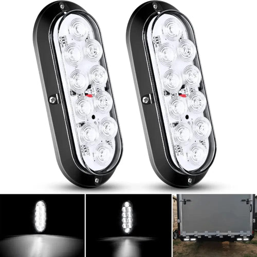Nilight 6 Inch Oval White Upgrade LED Trailer Tail Lights (Pair)