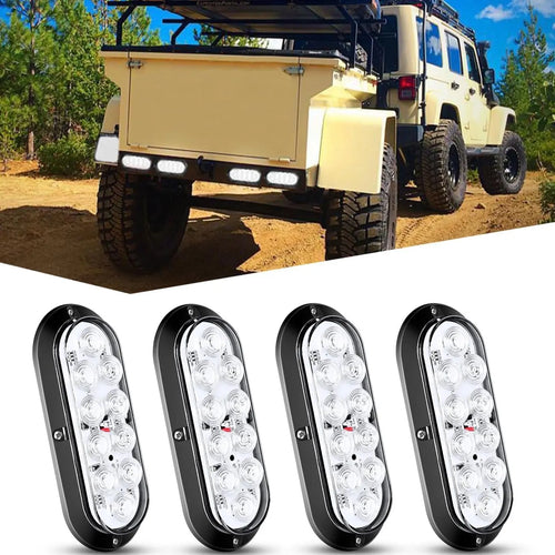 Nilight 6 Inch Oval White Upgrade LED Trailer Tail Lights (4PCS)