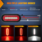 Nilight 6Inch Red White Oval Tail Light w/ Mounting Bracket (Pair), view 5