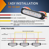Nilight 6LED Amber Surface Mount Flashing Emergency Strobe lights 4 PCS, view 2