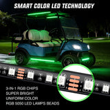 Nilight 6PCS Golf Cart RGB LED Underglow Light Strips Kit APP & Remote | Multi-Mode Neon Accent Lighting Lamp Sound Active Music Sync IP67 Waterproof 12V-66V Input for EZGO Yamaha Club Car, view 3