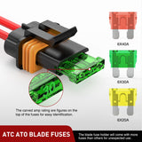 Nilight 6pcs Inline Fuse Holder 12AWG Waterproof ATC/ATO Blade Holder 20A 30A 40A Regular Heavy Duty in Line w/Cover Fits 1A to 30A Fuses for 12V Automotive Vehicles, view 3