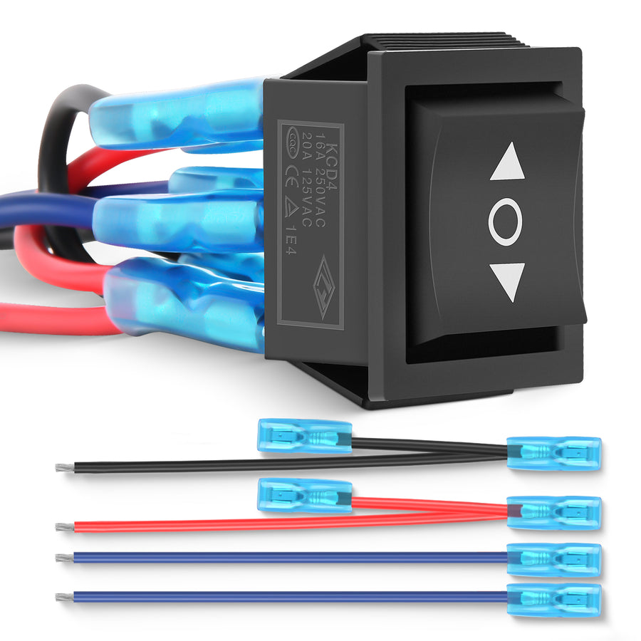 Nilight 6Pin Momentary Polarity Reverse Switch On Off On DPDT 3 Position 20A 12VDC 125VAC Motor Control Automatic Reset for Boat Automotive RV Jack Power Toggle w/Jumper Wire