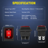 Nilight 6Pin On Off On Rocker Switch 2PCS Red LED Lighted IP67 Waterproof DPDT 3 Position Latching 20A 12VDC 125VAC Motor Toggle for Car Boat Automotive Vehicles, view 2