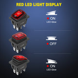 Nilight 6Pin On Off On Rocker Switch 2PCS Red LED Lighted IP67 Waterproof DPDT 3 Position Latching 20A 12VDC 125VAC Motor Toggle for Car Boat Automotive Vehicles, view 6