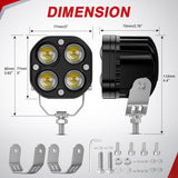 Nilight 7/8 Inch Handlebar LED Light Pods 3 Inch White Amber Dual Color | 2 PCS 40 W Spot Beam Driving Fog Auxiliary Offroad Lamp with 16AWG Wiring Harness Kit for 12V Motorcycle Motorbike Dirt Bike, view 2