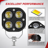 Nilight 7/8 Inch Handlebar LED Light Pods 3 Inch White Amber Dual Color | 2 PCS 40 W Spot Beam Driving Fog Auxiliary Offroad Lamp with 16AWG Wiring Harness Kit for 12V Motorcycle Motorbike Dirt Bike, view 3