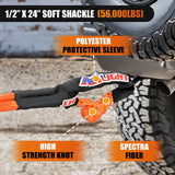 Nilight 7/8Inch x 20FT Kinetic Recovery Rope & 2PCS 1/2in x 24in Soft Shackle, view 6