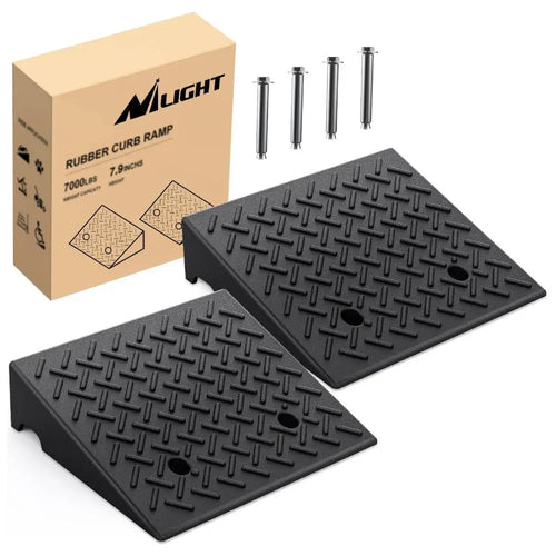 Nilight 7.9 Inch 7000lbs Load Capacity Rise Height Heavy Duty Rubber Curb Ramp (Pair)
