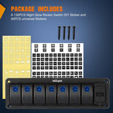 Nilight 7 Gang Switch Panel With QC3.0 & PD Charger And Voltmerter with Blue Backlit, view 5