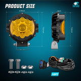 Nilight 7 Inch LED Offroad Driving Lights High Low Beam 2 PCS 80W Round Amber Light Side Shooter Spot Flood Fog Light Pod w/ 16 AWG DT Connector Wiring Harness Kit for Jeep Truck ATV UTV SUV, view 2