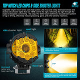 Nilight 7 Inch LED Offroad Driving Lights High Low Beam 2 PCS 80W Round Amber Light Side Shooter Spot Flood Fog Light Pod w/ 16 AWG DT Connector Wiring Harness Kit for Jeep Truck ATV UTV SUV, view 3
