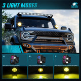Nilight 7 Inch LED Offroad Driving Lights High Low Beam 2 PCS 80W Round Amber Light Side Shooter Spot Flood Fog Light Pod w/ 16 AWG DT Connector Wiring Harness Kit for Jeep Truck ATV UTV SUV, view 5