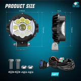 Nilight 7 Inch LED Offroad Driving Lights High Low Beam 2 PCS 80W Round White Light Side Shooter Spot Flood Fog Light Pod w/ 16 AWG DT Connector Wiring Harness Kit for Jeep Truck ATV UTV SUV, view 2