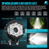 Nilight 7 Inch LED Offroad Driving Lights High Low Beam 2 PCS 80W Round White Light Side Shooter Spot Flood Fog Light Pod w/ 16 AWG DT Connector Wiring Harness Kit for Jeep Truck ATV UTV SUV, view 3
