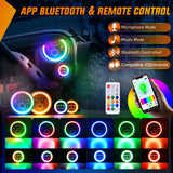 Nilight 7 Inch RGB LED Headlight and 4 Inchs Fog Light w/Turn Signal APP Remote Control Round Headlights Compatible with 2007 2008 2009 2010 2011 2012 2013 2014 2015 2016 2017 2018 Wrangler JK JKU, view 3