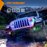 Nilight 7 Inch RGB LED Headlight and 4 Inchs Fog Light w/Turn Signal APP Remote Control Round Headlights Compatible with 2007 2008 2009 2010 2011 2012 2013 2014 2015 2016 2017 2018 Wrangler JK JKU, view 6