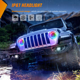 Nilight 7-Inch RGB LED Headlights with Amber Turn Signal, Remote Control, High/Low Beam, Compatible with Jeep Wrangler JK JKU 2007–2015, view 6