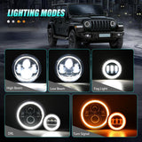 Nilight 7 Inch Round LED Halo Headlights and 4 IN Fog Lights w/Turn Signal Amber White DRL High Low Beam Compatible with 2007 2008 2009 2010 2011 2012 2013 2014 2015 2016 2017 2018 Wrangler JK JKU, view 3