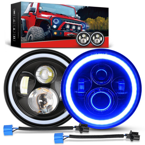 Nilight 7 Inch Round LED Halo Headlights w/Turn Signal Amber Light Blue DRL High Low Beam 7Inch Headlight Compatible with 2007 2008 2009 2010 2011 2012 2013 2014 2015 2016 2017 2018 Wrangler JK JKU