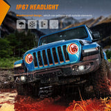 Nilight 7 Inch Round LED Halo Headlights w/Turn Signal Amber Light Red DRL High Low Beam 7 Inch Headlight Compatible with 2007 2008 2009 2010 2011 2012 2013 2014 2015 2016 2017 2018 Wrangler JK JKU, view 6