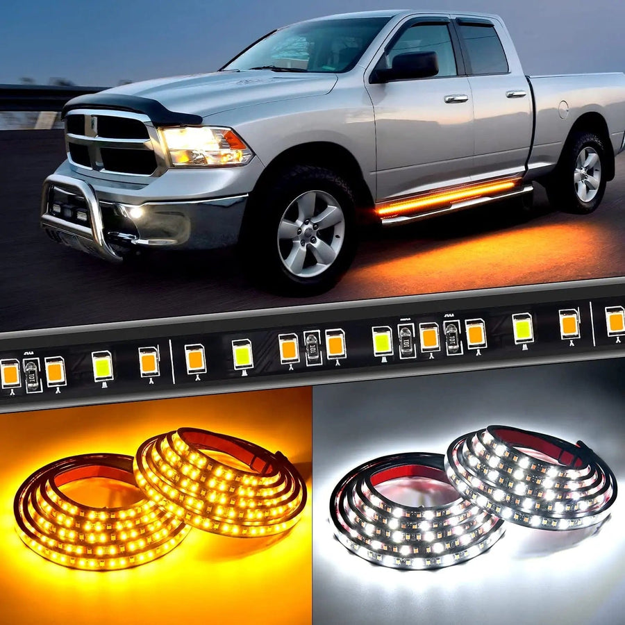 Nilight 70 Inch 216 Leds Running Board Amber White Light Strip (Pair)
