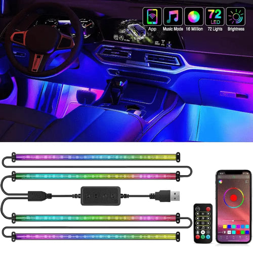 Nilight 72Leds RGBIC USB Interior Light Strip APP RF Remote Control 4PCS