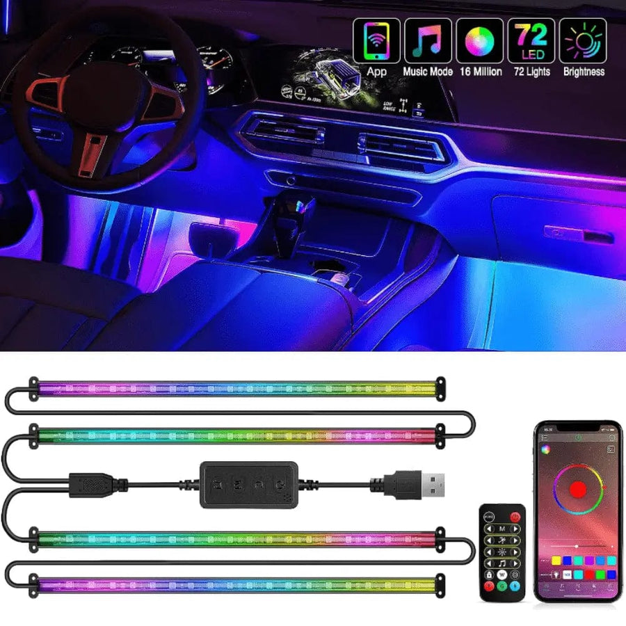 Nilight 72Leds RGBIC USB Interior Light Strip APP RF Remote Control 4PCS