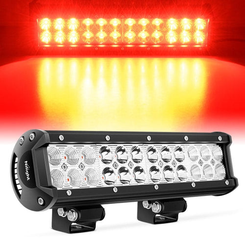 Nilight 72W 12Inch Spot Flood Combo Led Light Bar- Red Beam